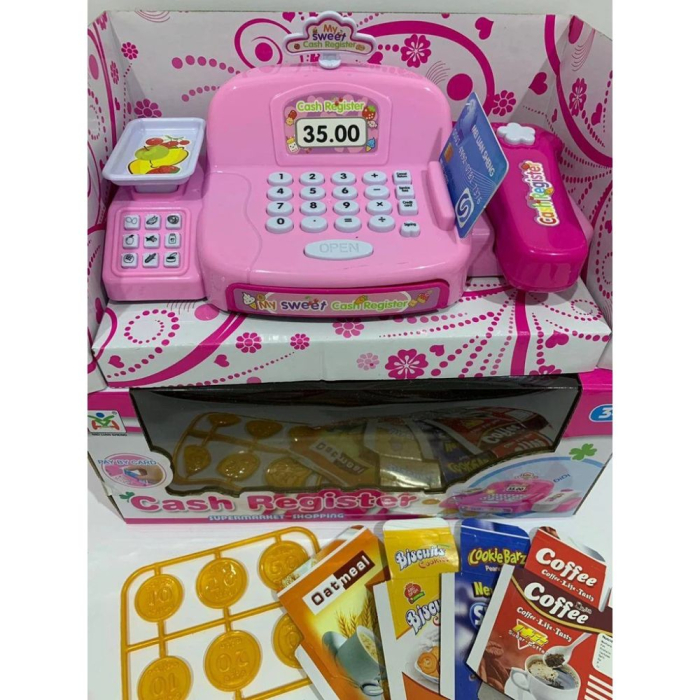 Casa de marcat interactiva pentru copii cu sunete, scanner si 18 accesorii, roz, +3 ani [6]