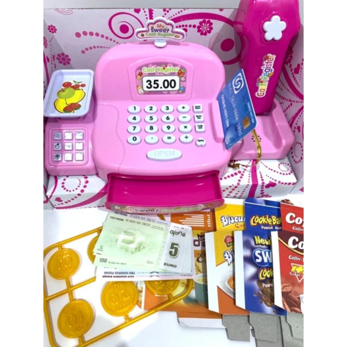 Casa de marcat interactiva pentru copii cu sunete, scanner si 18 accesorii, roz, +3 ani [4]
