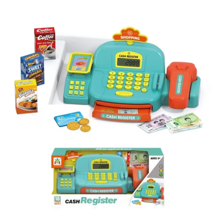 Casa de marcat interactiva pentru copii cu sunete, scanner si 18 accesorii, verde, +3 ani [2]