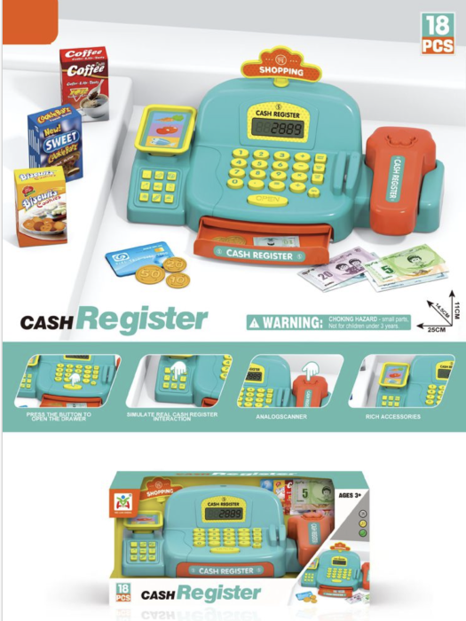 Casa de marcat interactiva pentru copii cu sunete, scanner si 18 accesorii, verde, +3 ani [3]