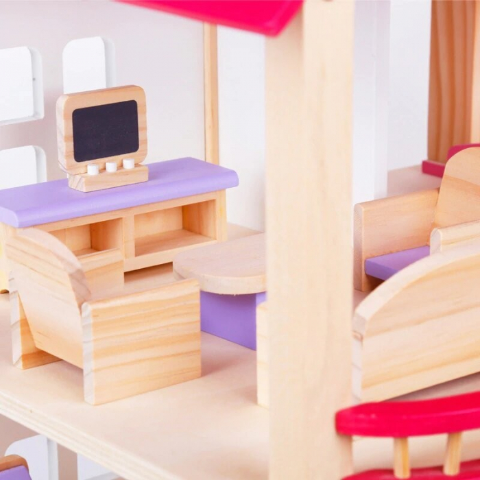 Casuta de Papusi Jumbo Pink House cu Mobilier [3]