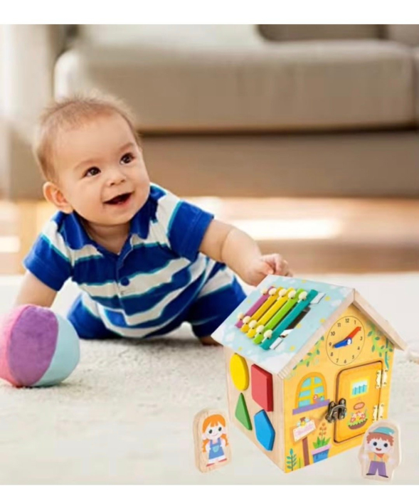 Casuta multifunctionala cu activitati, ceas, roti zimtate, sortator forme [5]