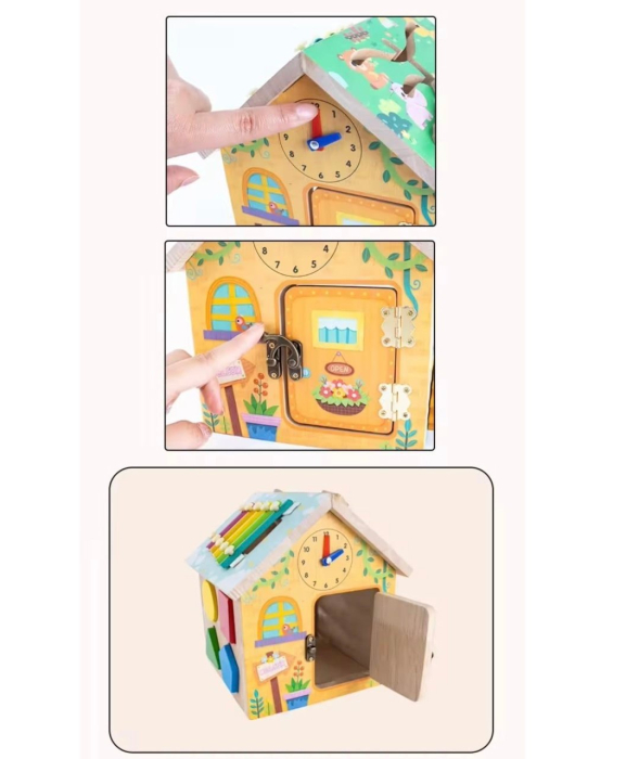 Casuta multifunctionala cu activitati, ceas, roti zimtate, sortator forme [7]