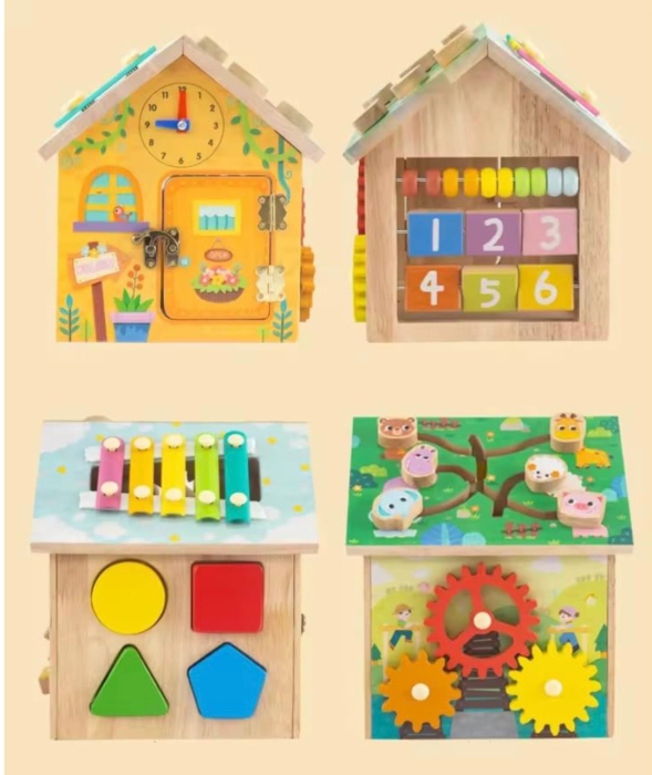 Casuta multifunctionala cu activitati, ceas, roti zimtate, sortator forme [3]