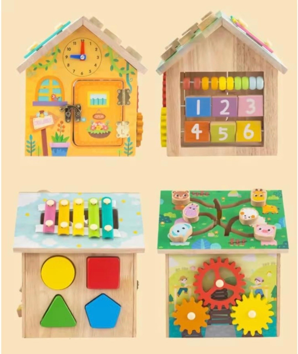 Casuta multifunctionala cu activitati, ceas, roti zimtate, sortator forme [4]