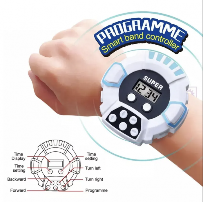 Catel robot cu telecomanda bratara si ceas, rotire 360 grade, Puppy Stunt Roll [2]