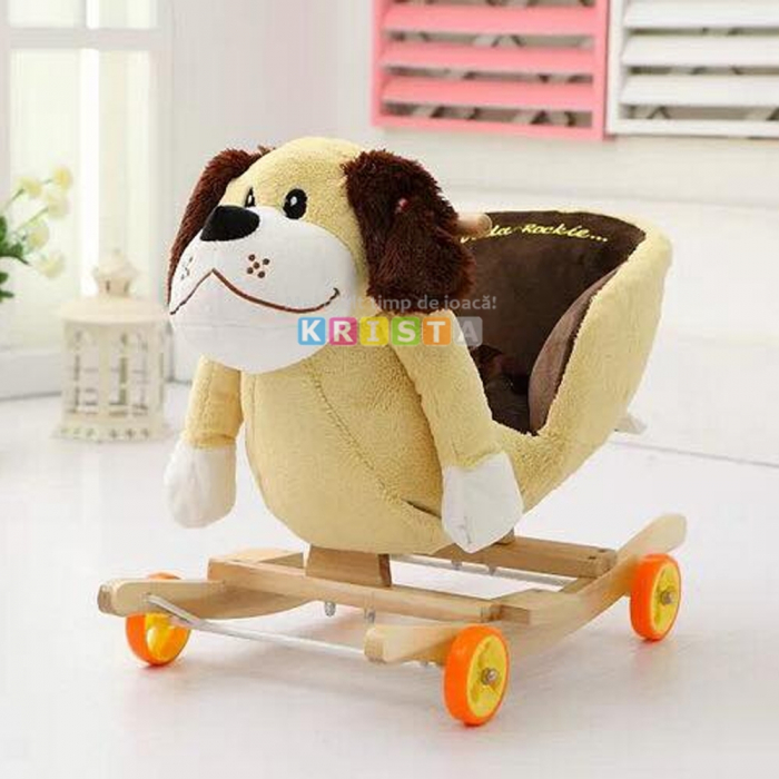 Catelul Azorel crem Din Plus Balansoar Si Cu Roti [2]