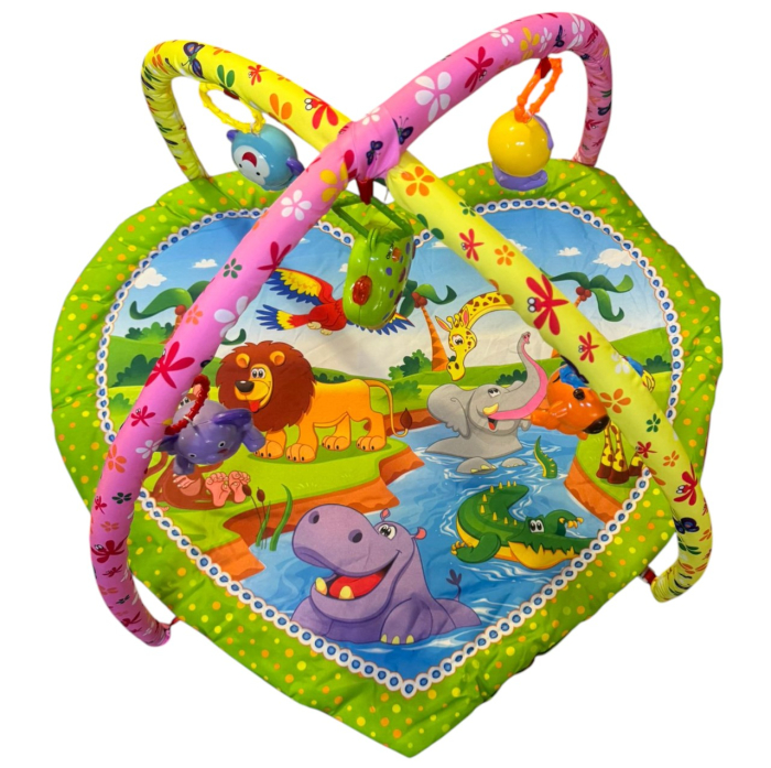 Centru de activitati bebelusi, saltea inimioara cu arcada cu jucarii, muzicala, Baby Jungle Animals [2]