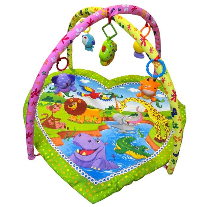 Centru de activitati bebelusi, saltea inimioara cu arcada cu jucarii, muzicala, Baby Jungle Animals [3]