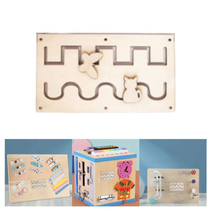 Centru Cub cu activitati multiple, tip Busy Board, din lemn [3]