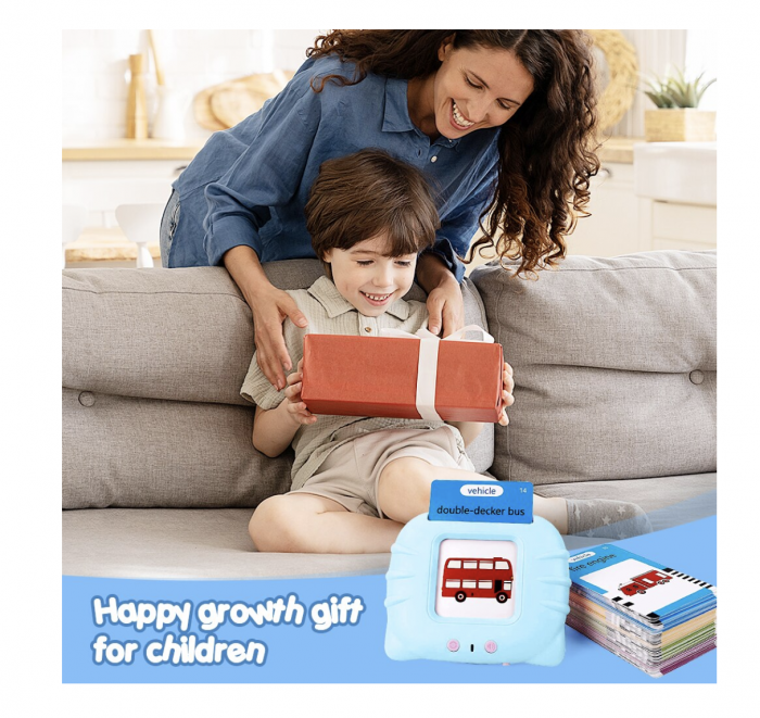 Cititor interactiv cu 112 carduri educative – Jucarie de invatare copii mici, bleu [7]