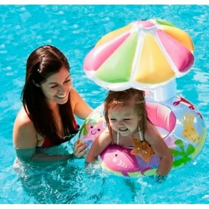 Colac Bebe pentru Inot, Cu Protectie Solara Stea de mare, roz [5]