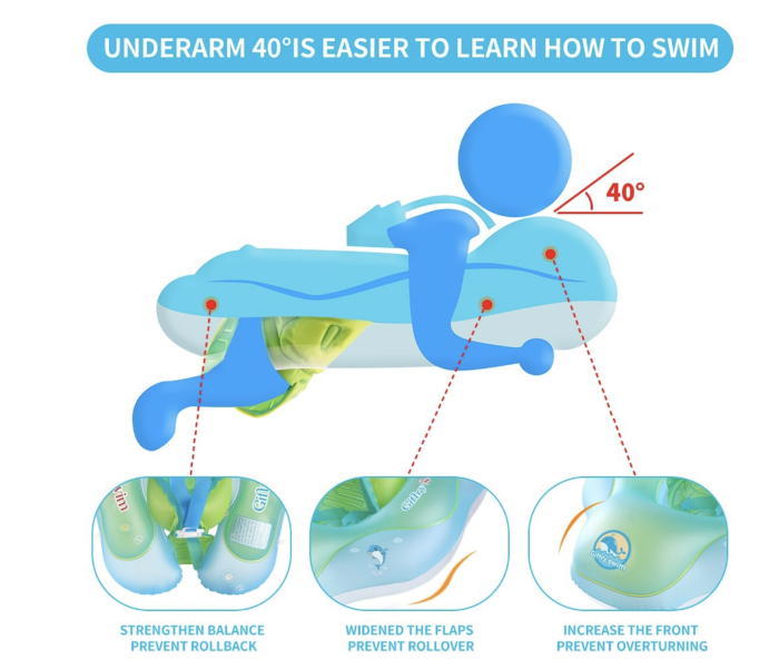 Colac gonflabil bebe cu suport si centura, PVC, marime XL reglabila, 2-6 ani [6]