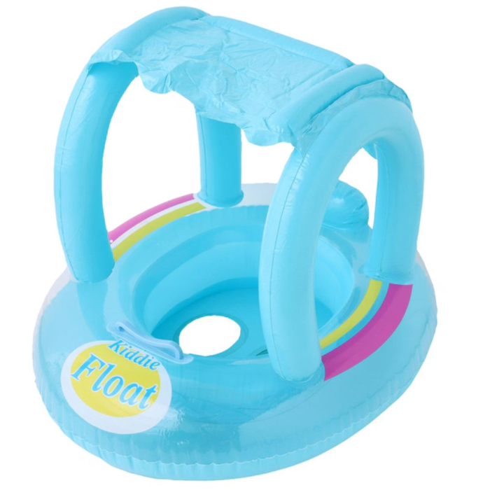 Colac gonflabil bebelusi cu parasolar Kiddie Float, sustinere tip chilotel, 12-36 luni, bleu [7]