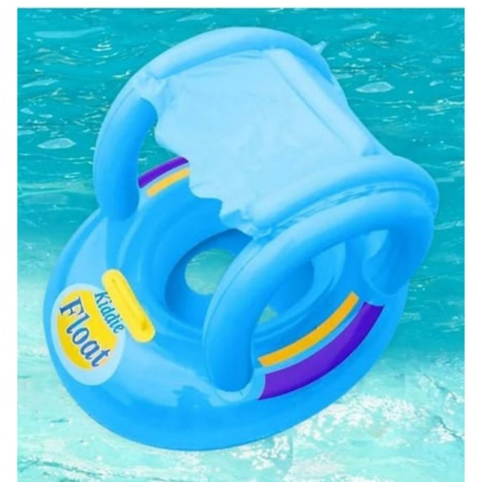 Colac gonflabil bebelusi cu parasolar Kiddie Float, sustinere tip chilotel, 12-36 luni, bleu [3]