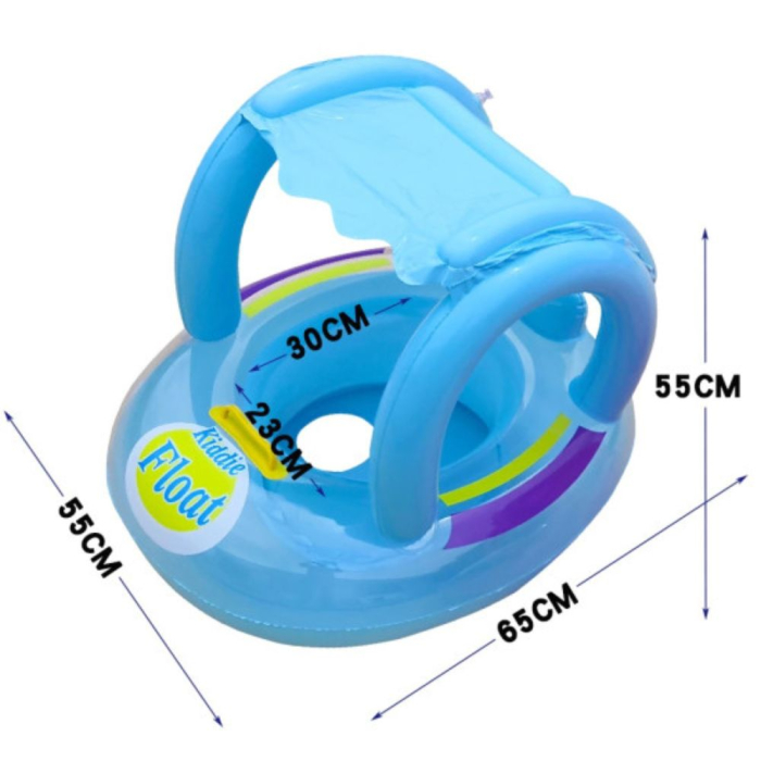 Colac gonflabil bebelusi cu parasolar Kiddie Float, sustinere tip chilotel, 12-36 luni, bleu [5]
