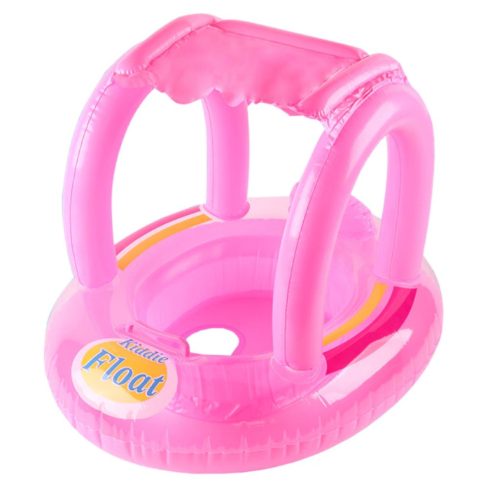 Colac gonflabil bebelusi cu parasolar Kiddie Float, sustinere tip chilotel, 12-36 luni, roz [4]