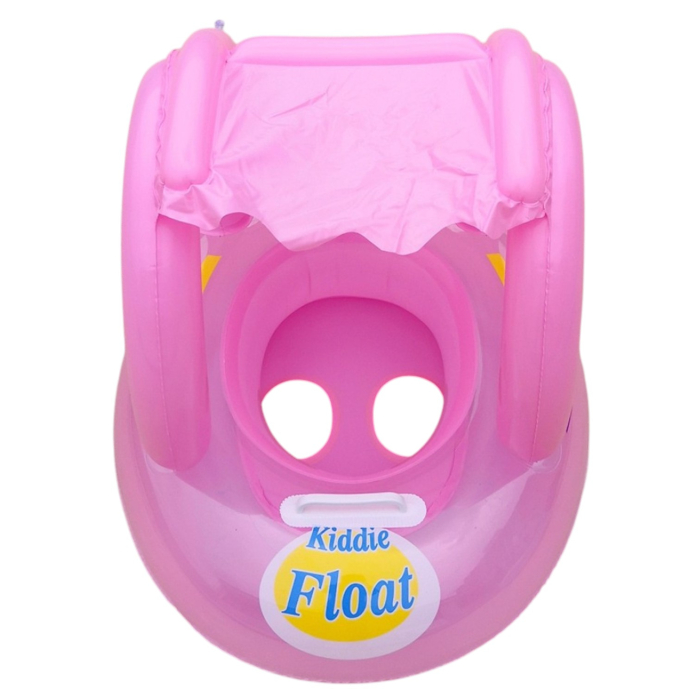 Colac gonflabil bebelusi cu parasolar Kiddie Float, sustinere tip chilotel, 12-36 luni, roz [3]