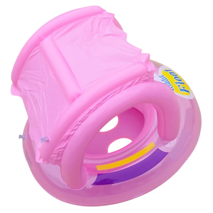 Colac gonflabil bebelusi cu parasolar Kiddie Float, sustinere tip chilotel, 12-36 luni, roz [5]