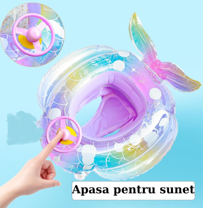 Colac copii cu chilotel, volan si coada de sirena, 70 x 75 cm, 1–5 ani, PVC [6]