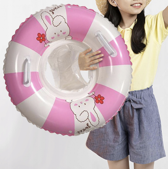 Colac Gonflabil pentru Copii cu Scaunel Interior – Summer, Model Roz cu Alb [3]