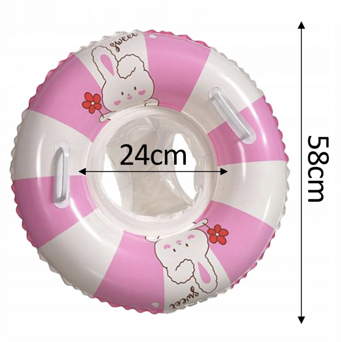 Colac Gonflabil pentru Copii cu Scaunel Interior – Summer, Model Roz cu Alb [6]