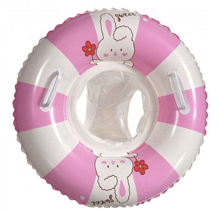 Colac Gonflabil pentru Copii cu Scaunel Interior ,   Summer, Model Roz cu Alb