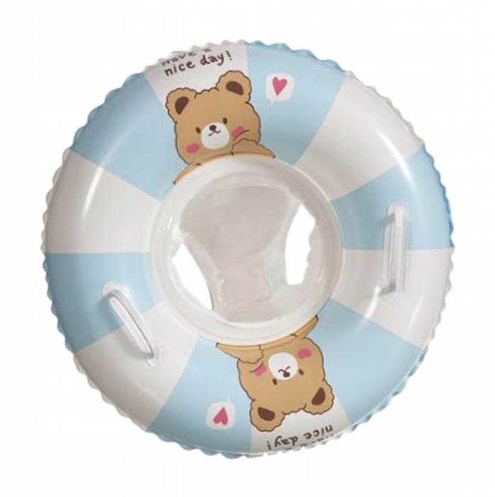 Colac Gonflabil pentru Copii cu Scaunel Interior ,   Summer, Model Bleu cu Alb
