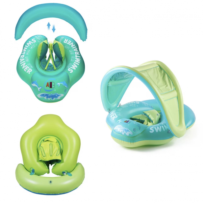 Colac bebe pentru inot cu parasolar si suport - Trainer for Swim verde [6]