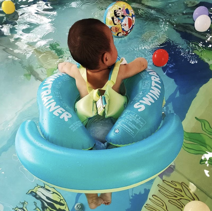 Colac bebe pentru inot cu parasolar si suport - Trainer for Swim verde [5]