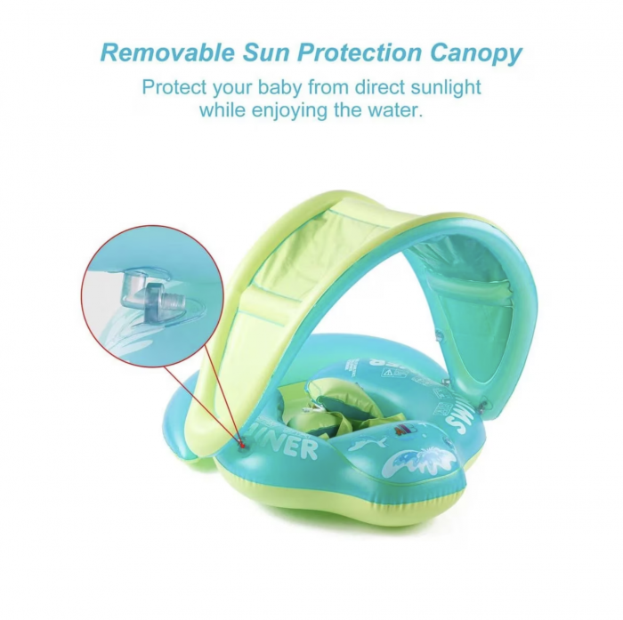 Colac bebe pentru inot cu parasolar si suport - Trainer for Swim verde [7]