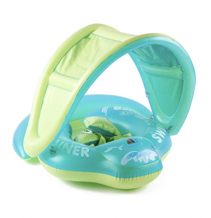 Colac bebe pentru inot cu parasolar si suport - Trainer for Swim verde