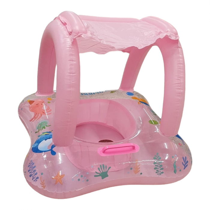 Colac pentru copii cu chilotel si parasolar, Pink Ocean [2]