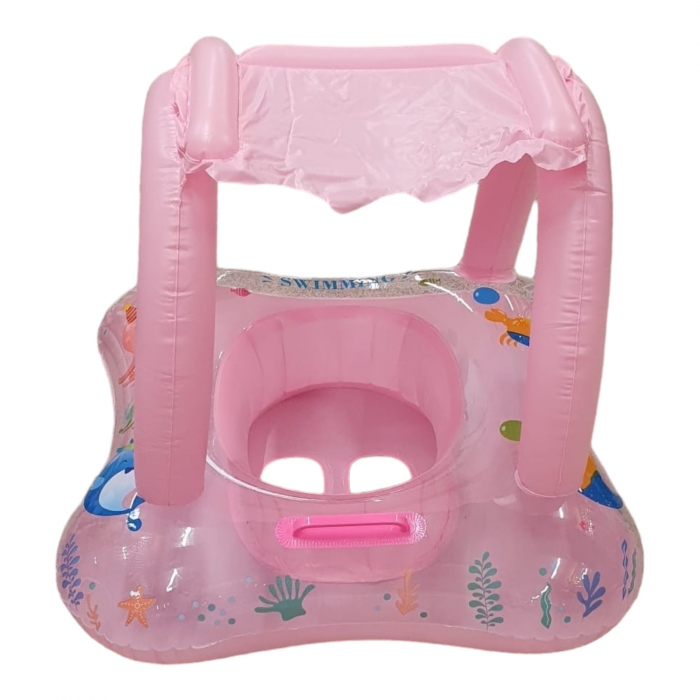 Colac pentru copii cu chilotel si parasolar, Pink Ocean [3]