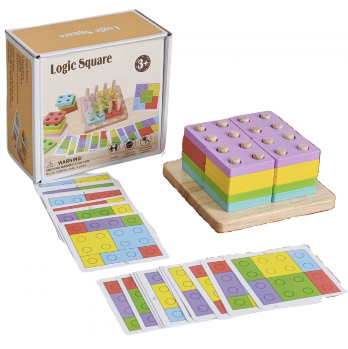 Joc Montessori Coloane sortatoare Full Pastel cu 20 carduri [5]