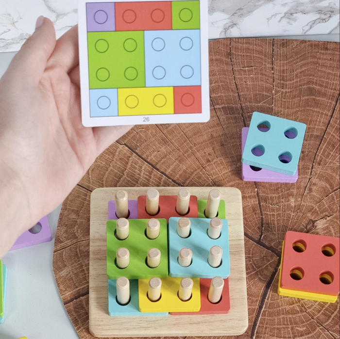 Joc Montessori Coloane sortatoare Full Pastel cu 20 carduri [3]