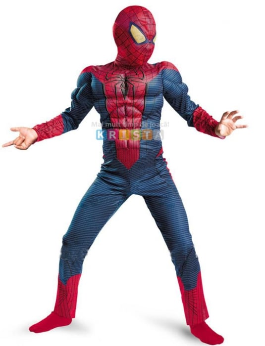 Costum pentru copii Spiderman Deluxe cu muschi, S