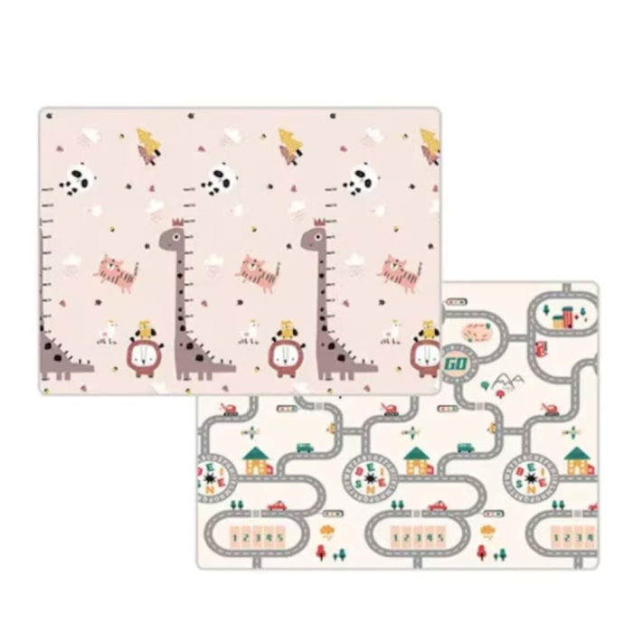 Covor bebe pliabil, gros, termoizolant, cu 2 fete, Circuit Trafic si Dinozauri, 200 x 180 x 1 cm [1]