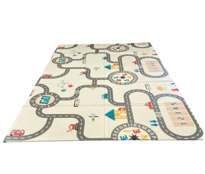 Covor bebe pliabil, gros, termoizolant, cu 2 fete, Circuit Trafic si Dinozauri, 200 x 180 x 1 cm [6]