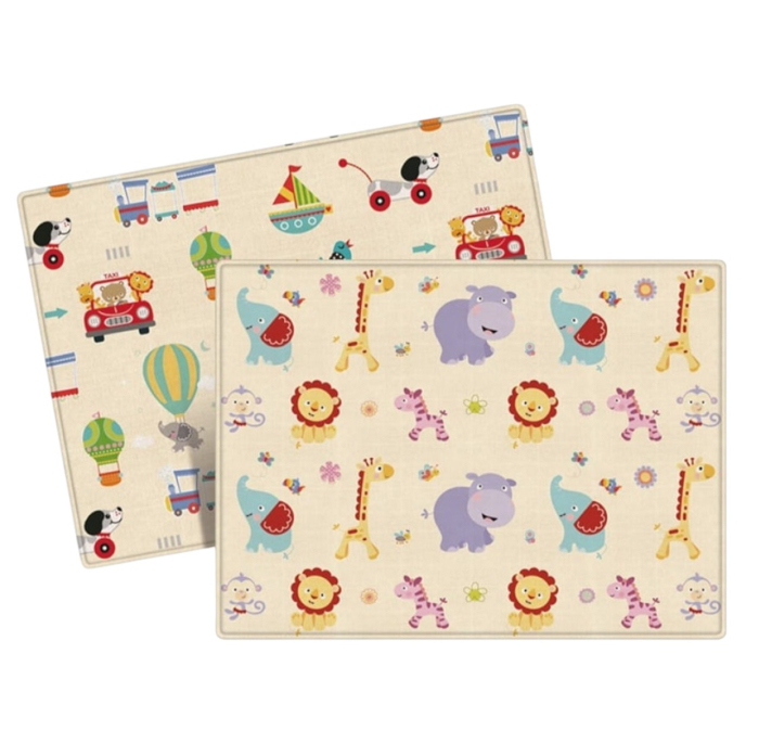 Covor bebe pliabil, gros, termoizolant, cu 2 fete, Jungla si Masini, 180x100 cm, D20 [19]