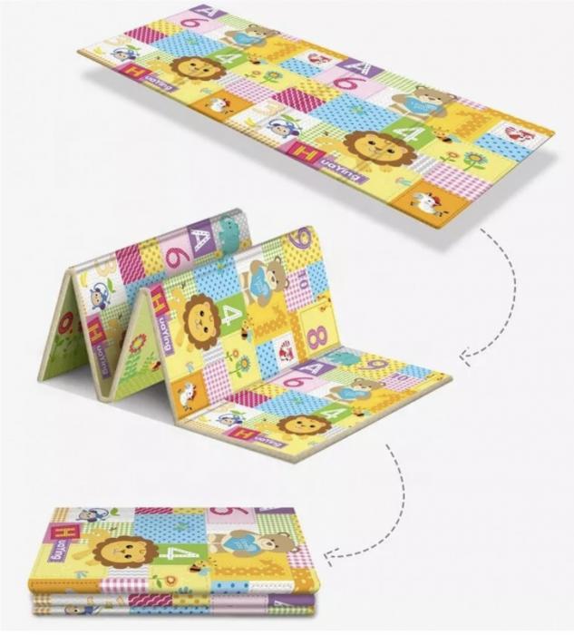 Covor bebe pliabil, gros, termoizolant, cu 2 fete, Jungle Cotton, D12, 180x150x1 cm [14]
