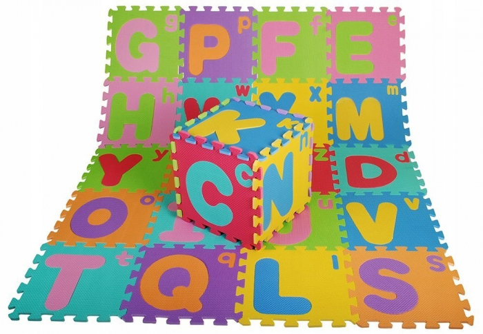 Covor EVA puzzle din burete 26 piese, de la A la Z, 30 x 30 cm, cu toate literele mari si mici ale alfabetului - Krista® [1]