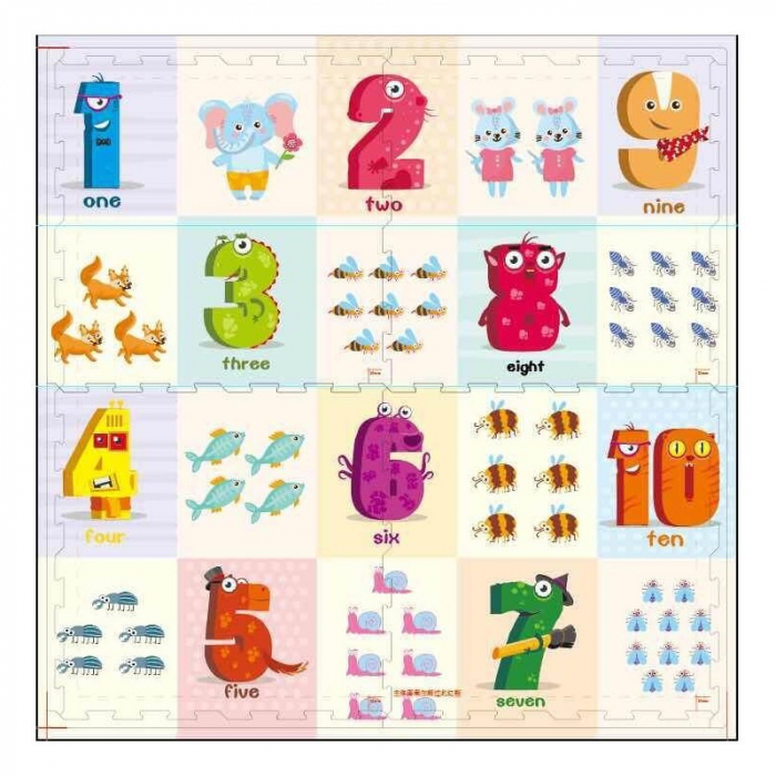 Covor puzzle EVA piese mari - Cifre si animale [2]