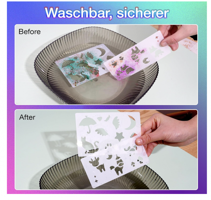 Creion inteligent de imprimare 3D, cu 12 carioci si sabloane, incarcare USB, bleu [6]