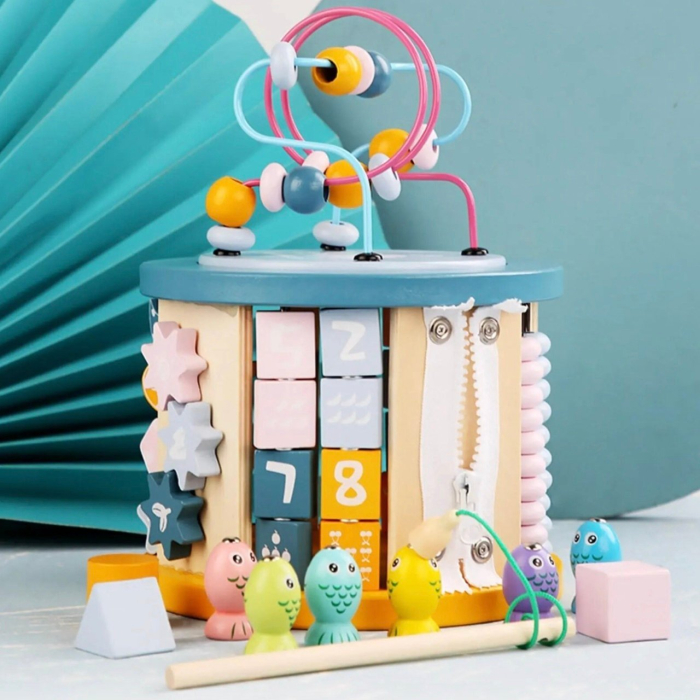 Cub Activitati Educativ Montessori 13 in 1, din lemn [2]