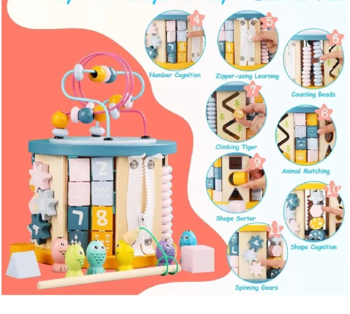 Cub Activitati Educativ Montessori 13 in 1, din lemn [9]