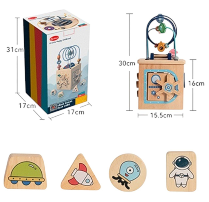 Cub Activitati Educativ Montessori Orbita Spatiala, din lemn [5]