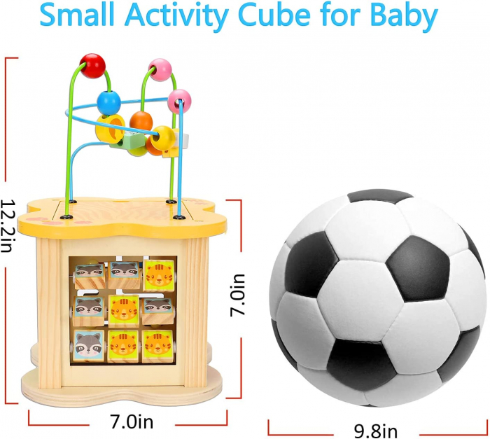 Cub cu 6 activitati Montessori, animalele salbatice cu circuit de bile Mini Animal Cube [12]