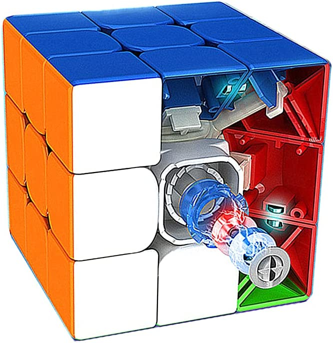 Cub mecanic 3x3x3, 3M Moyu Magnetic Stickerless, cu arc, de viteza Speedcube [4]
