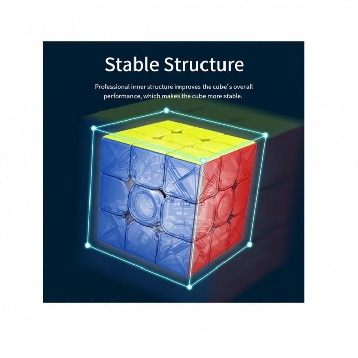 Cub mecanic 3x3x3, 3M Moyu Magnetic Stickerless, cu arc, de viteza Speedcube [12]